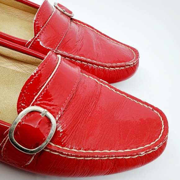 Bright Red Patent Leather Este Moccasins Made in I - Picture 8 of 8